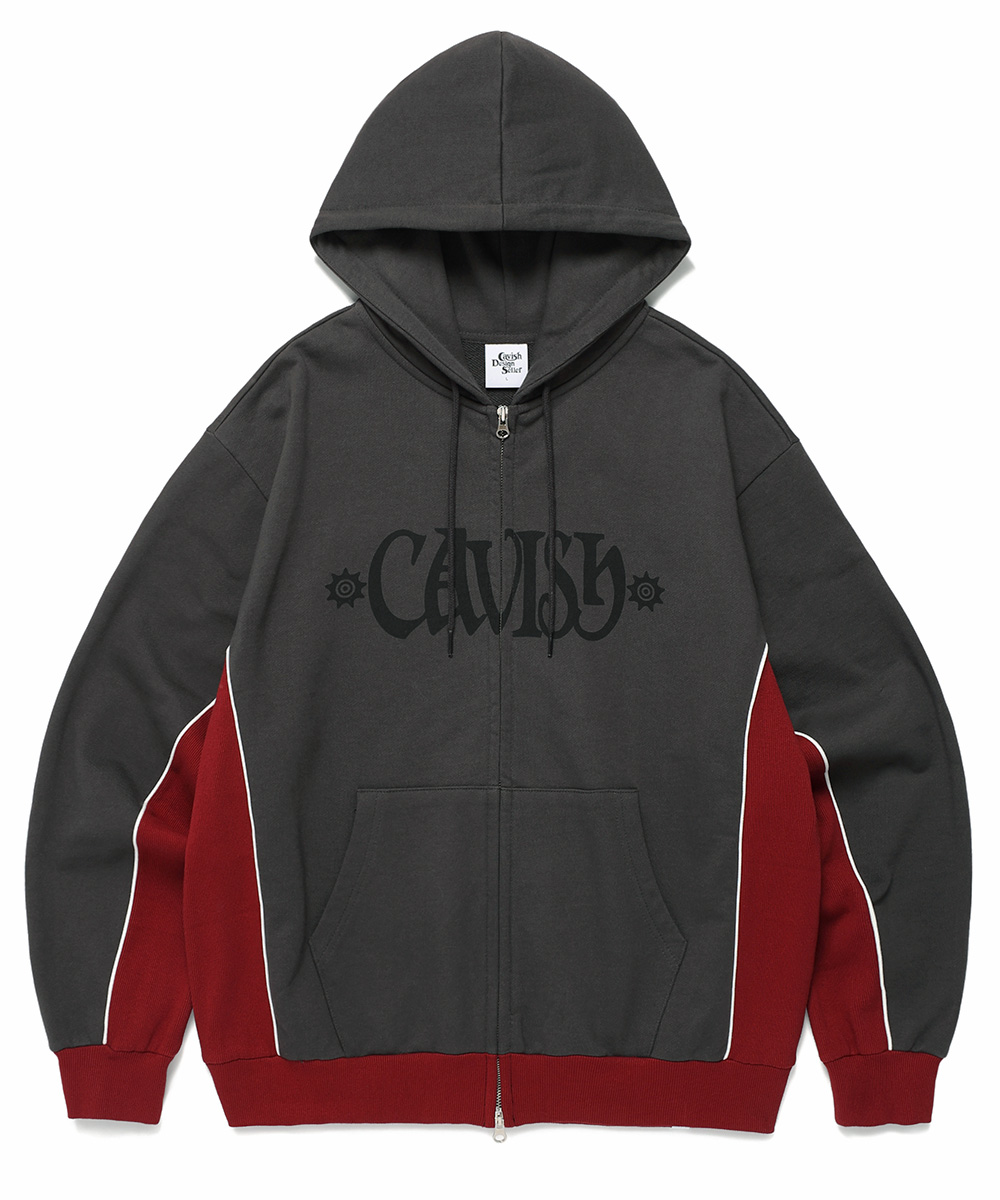 PIPING ZIP UP HOODIE[CHARCOAL]